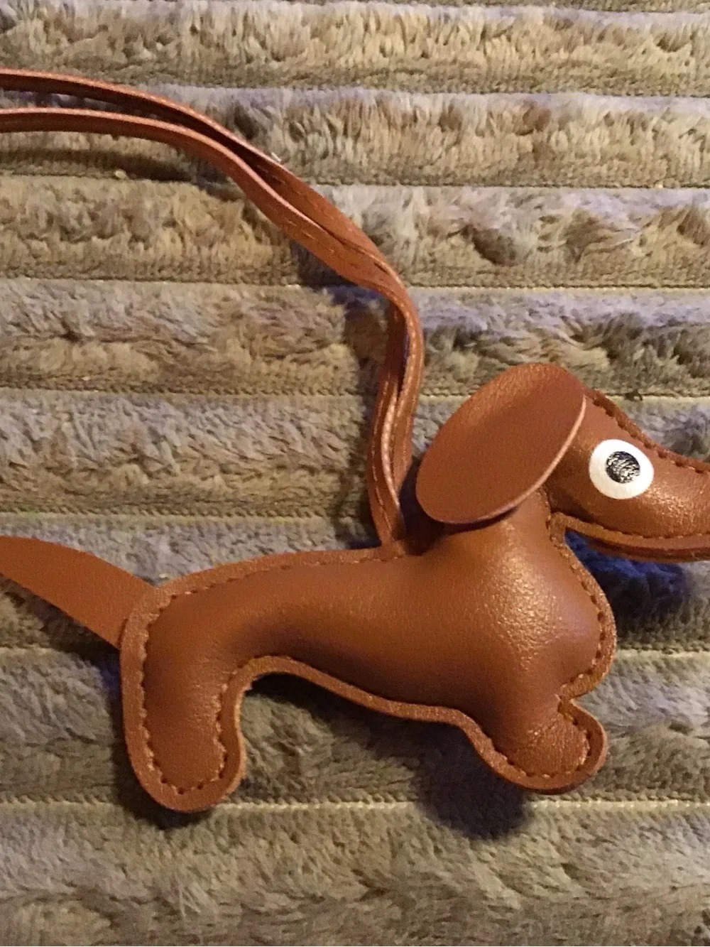 Brown Leather Dachshund Dog Charm